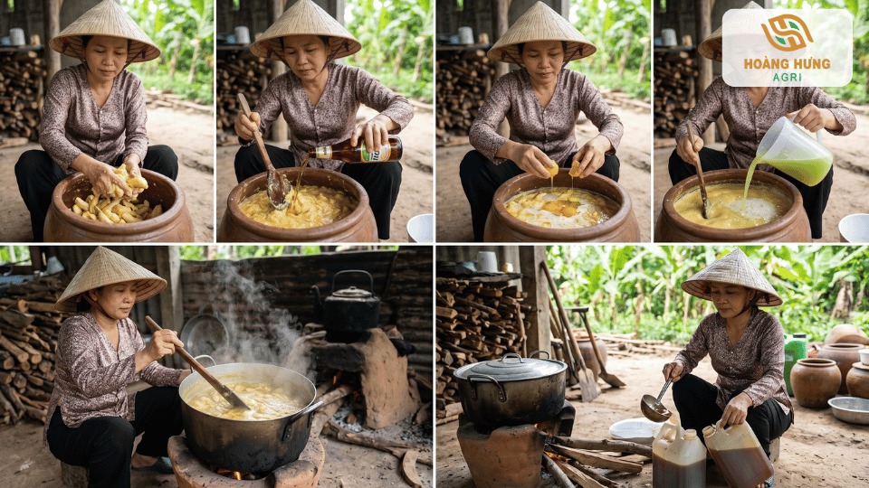 Quy trình ủ dịch chuối vi sinh từ chuối chín giúp tạo phân bón hữu cơ giàu dinh dưỡng.