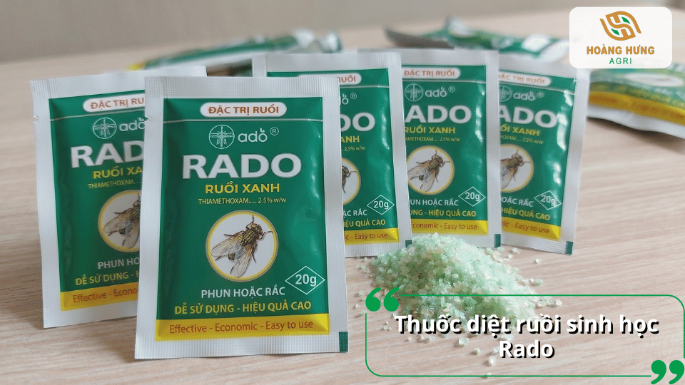 Thuốc diệt ruồi Rado dạng bột giúp thu hút và tiêu diệt ruồi hiệu quả, dễ sử dụng và mang lại hiệu quả nhanh chóng.