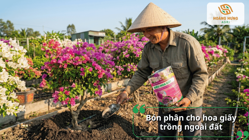 Cách bón phân cho hoa giấy trồng ngoài đất giúp cây khỏe mạnh và duy trì hoa quanh năm.