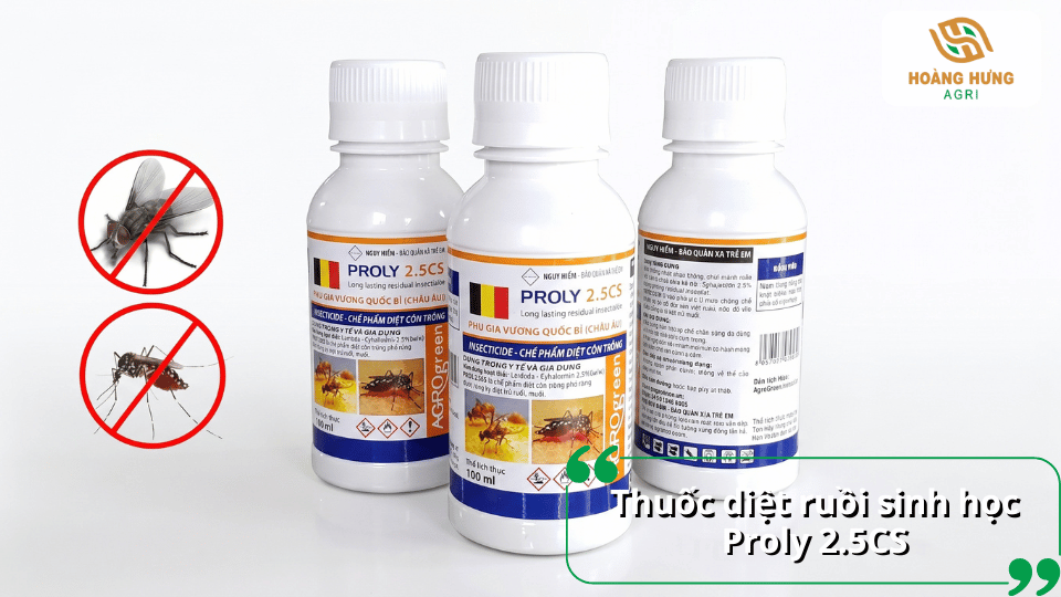 Thuốc diệt ruồi Proly 2.5CS giúp kiểm soát ruồi hiệu quả, có khả năng lưu dẫn tốt và phù hợp sử dụng trong nhiều không gian.