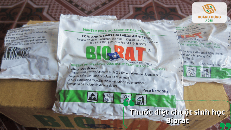 Thuốc diệt chuột sinh học Biorat ứng dụng vi sinh giúp kiểm soát chuột gây hại, phù hợp sử dụng trong nông nghiệp và kho bảo quản.