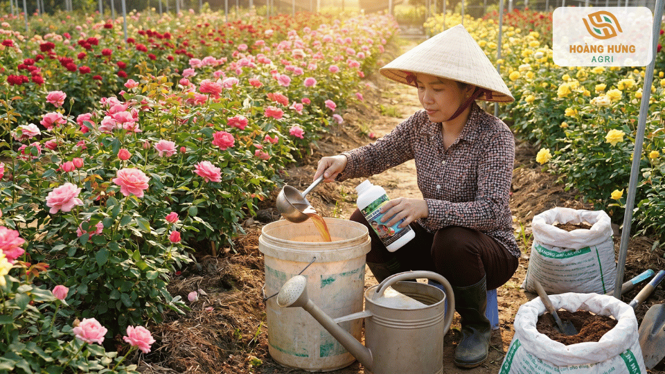 Bón đạm cá hữu cơ cho hoa hồng giúp cây khỏe mạnh và ra hoa đẹp tự nhiên