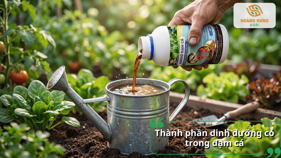Thành phần dinh dưỡng trong đạm cá gồm axit amin, hữu cơ và vi lượng giúp rau phát triển tốt.